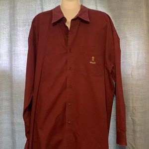 Chaps Size Large Long Sleeve Button Front Shirt by Ralph Lauren Burgundy